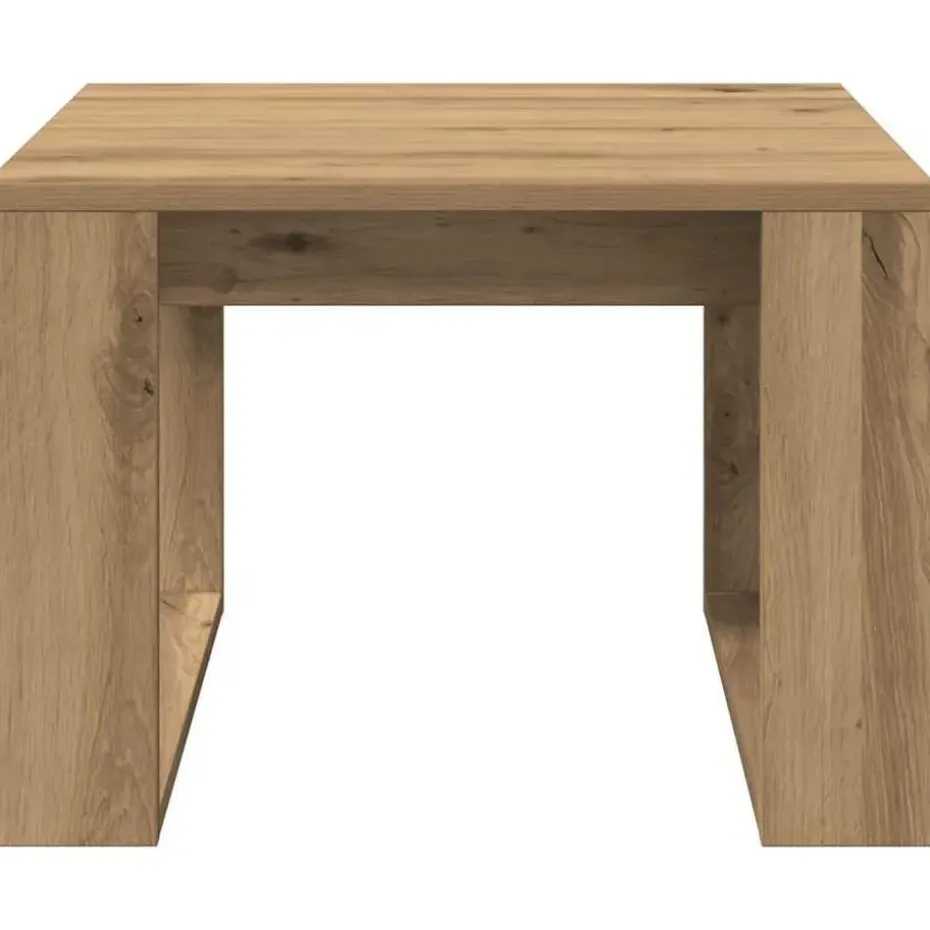 vidaXL Bijzettafel - Salontafel - U-porten - Artisanaal eiken - 50x50x35 cm