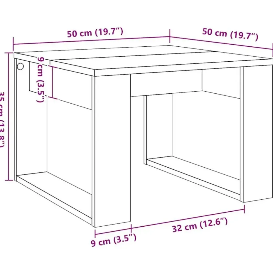 vidaXL Bijzettafel - Salontafel - U-porten - Artisanaal eiken - 50x50x35 cm