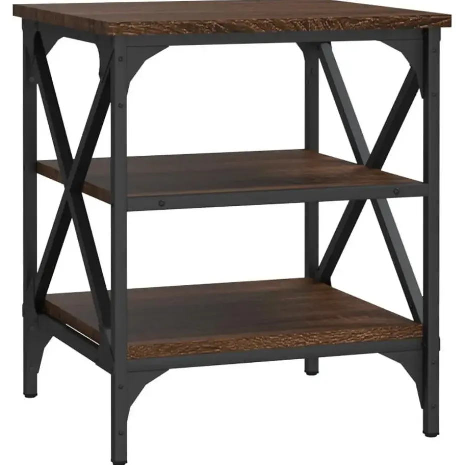 vidaXL Bijzettafels - Industrieel - Bruin eiken - Hout - 40x42x50 cm - Set van 2