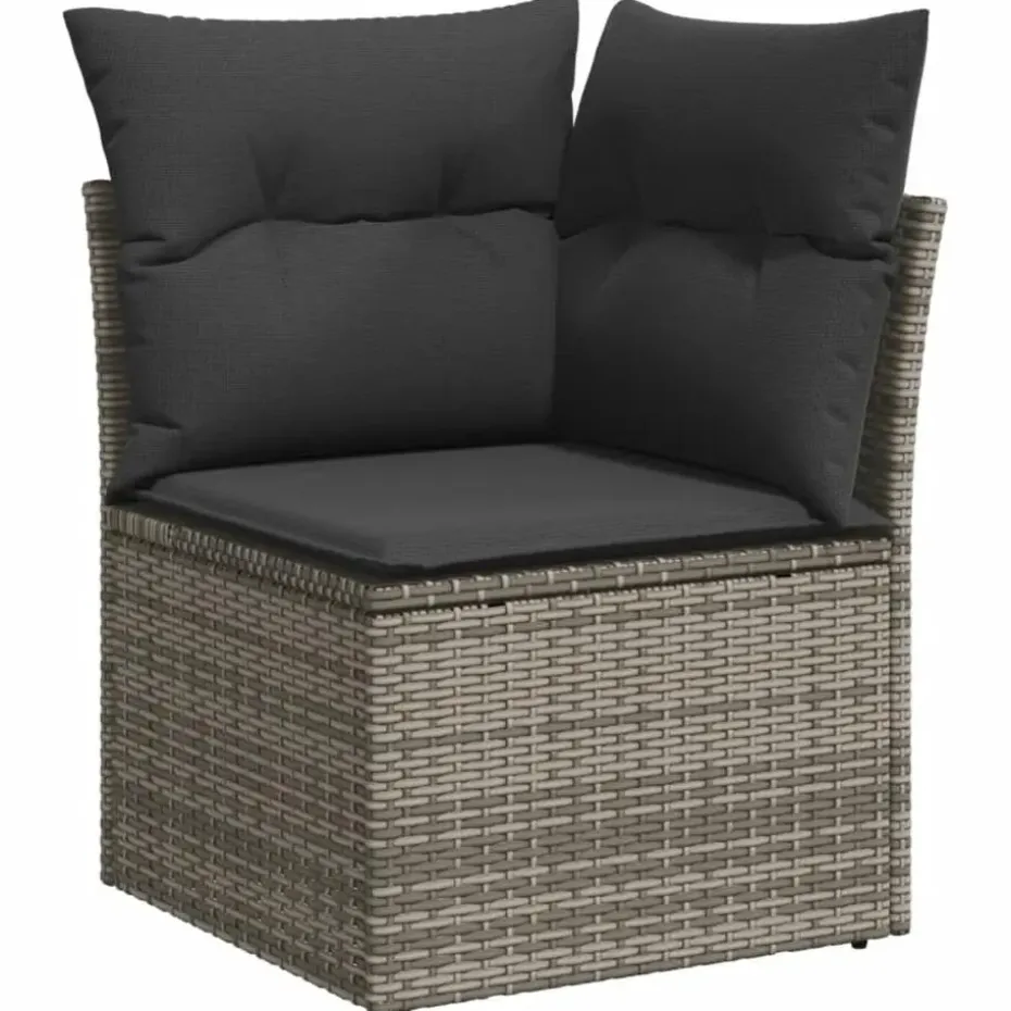 vidaXL 8-delige Loungeset kussens - hout armsteun & salontafel - Grijs