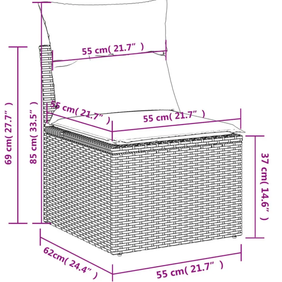 vidaXL 4-delige Loungeset met kussens en hout armsteun - Grijs - Poly rattan