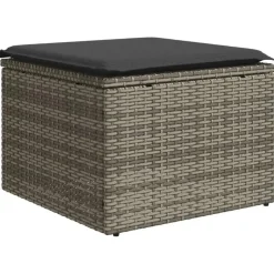 vidaXL 6-delige Loungeset met kussens en hout armsteun - Grijs