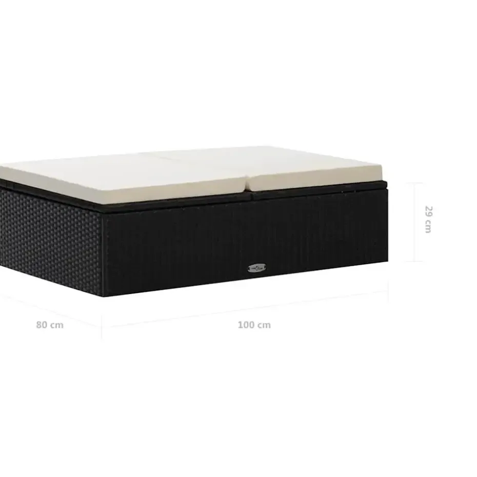 VIDAXL 2-delige Loungeset met kussens poly rattan zwart