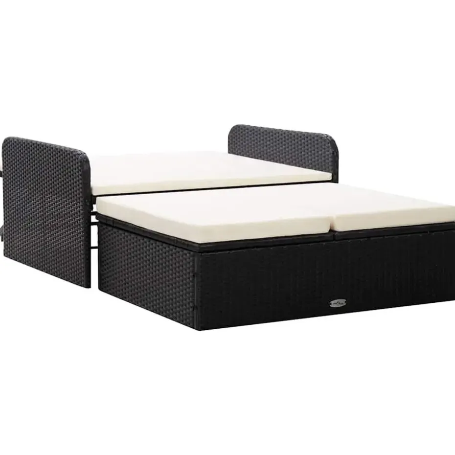 VIDAXL 2-delige Loungeset met kussens poly rattan zwart