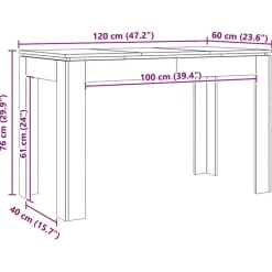 vidaXL Eettafel - Rechthoekige tafel - Artisanaal eiken - Hout - 120x60x76 cm