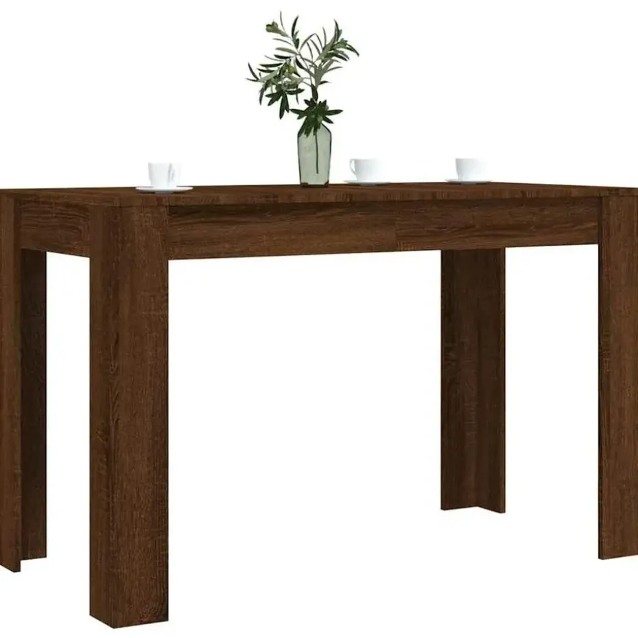 vidaXL Eettafel - Rechthoekige tafel - Bruin eiken - Bewerkt hout - 120x60x76 cm