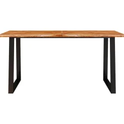 vidaXL Eettafel - Rechthoekige tafel - Massief acaciahout en staal - 160x80 cm