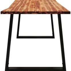 vidaXL Eettafel - Rechthoekige tafel - Massief acaciahout en staal - 160x80 cm