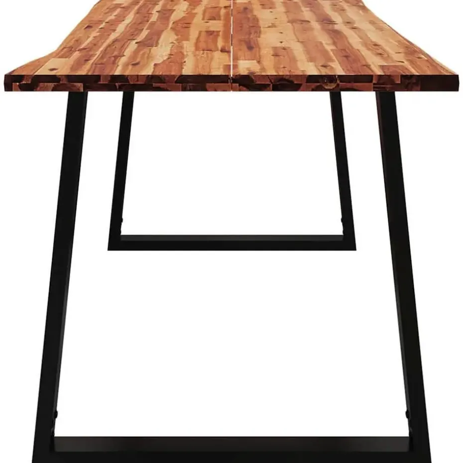 vidaXL Eettafel - Rechthoekige tafel - Massief acaciahout en staal - 160x80 cm