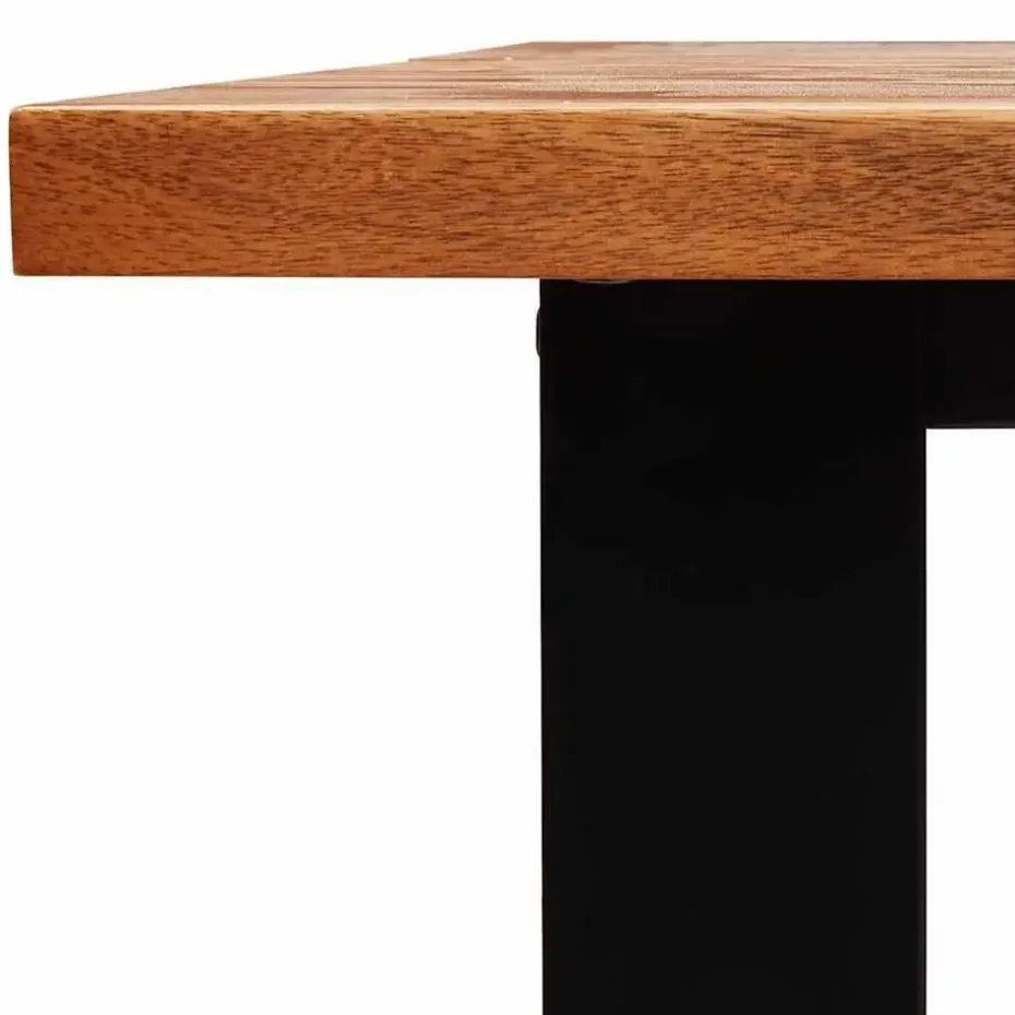 vidaXL Eettafel - Rechthoekige tafel - Massief acaciahout en staal - 160x80 cm