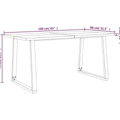 vidaXL Eettafel - Rechthoekige tafel - Massief acaciahout en staal - 160x80 cm