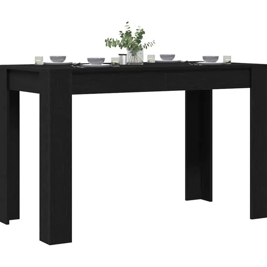 vidaXL Eettafel - Rechthoekige tafel - Zwart eiken - Bewerkt hout - 120x60x76 cm