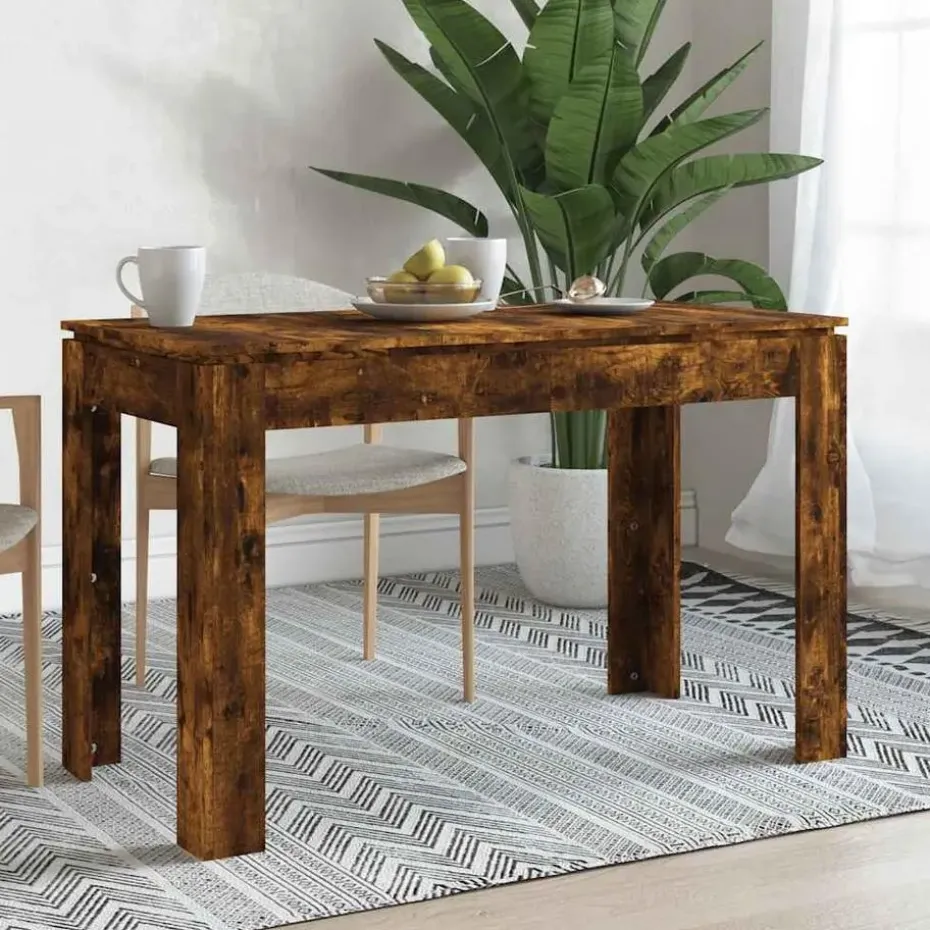 vidaXL Eettafel - Rechthoekige tafel - Gerookt eiken - Bewerkt hout - 120x60 cm