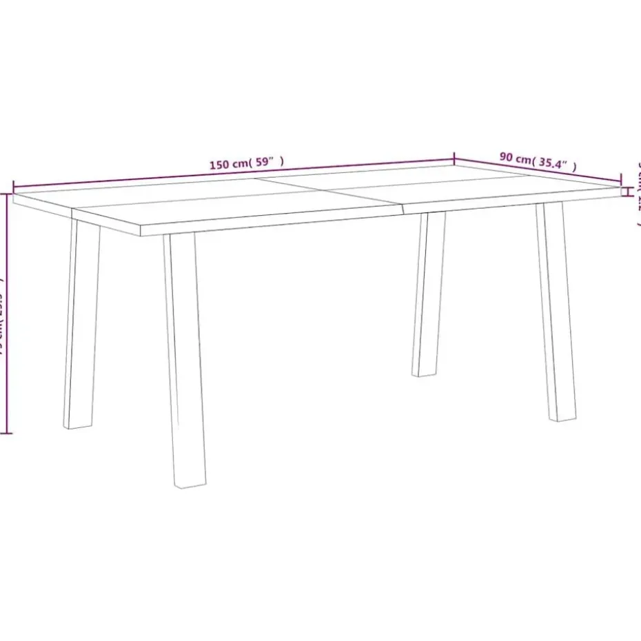 vidaXL Eettafel - Rechthoekige tafel - Massief acaciahout en staal - 150x90 cm
