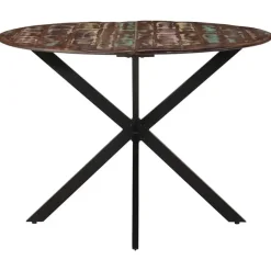 vidaXL Eettafel - Ronde tafel - Massief gerecycled hout en staal - Ø110 cm