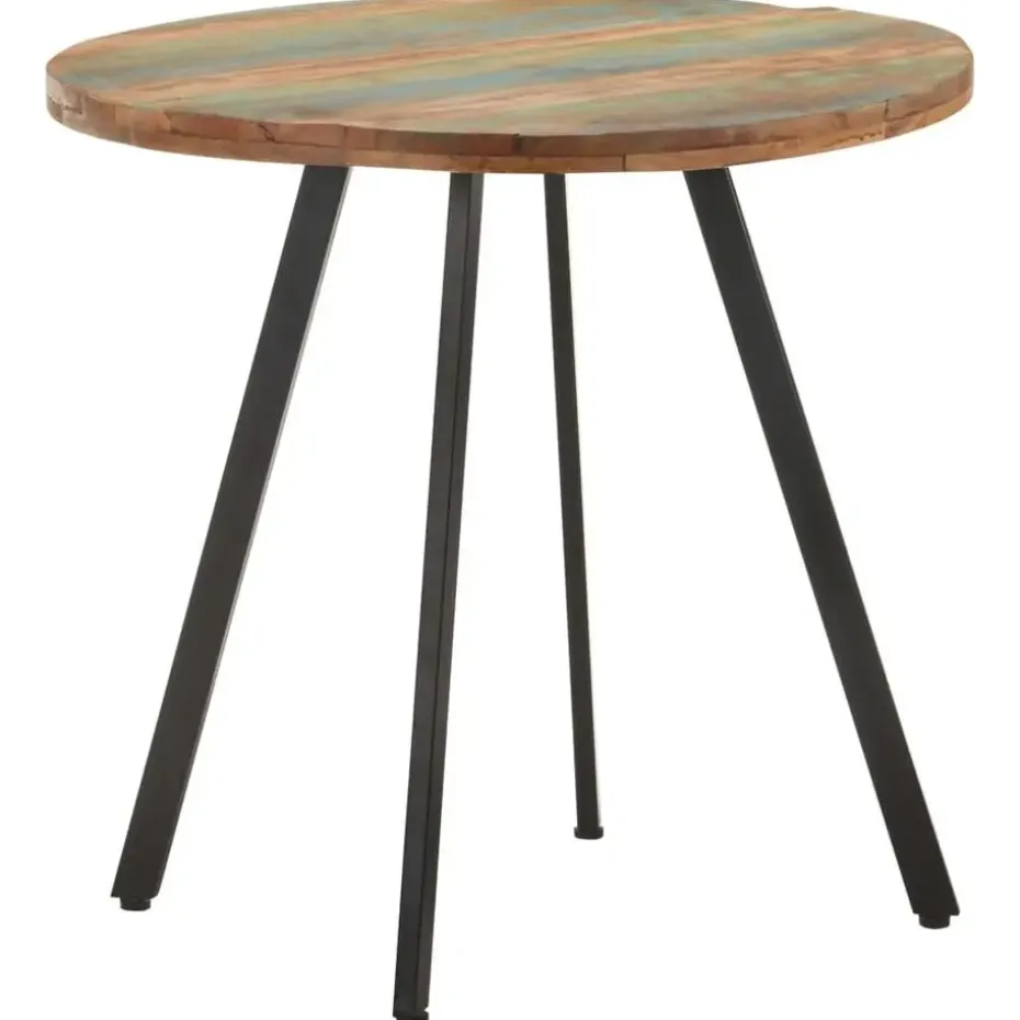 vidaXL Eettafel - Ronde tafel - Massief gerecycled hout en ijzer - Ø80 cm
