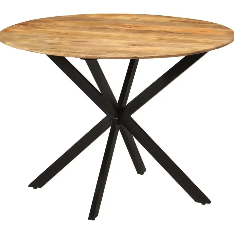 vidaXL Eettafel - Ronde tafel - Massief mangohout en staal - Ø110 cm