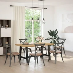 vidaXL Eettafel NOAIN met A-poten - Naturel - Massief grenenhout - 160x90 cm