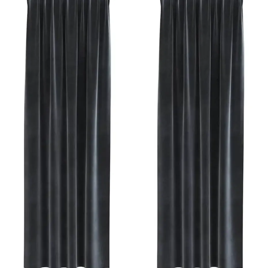 vidaXL Gordijnen - Verduisterend - Donkergrijs - 140x245 cm - Fluweel - 2 Stuks