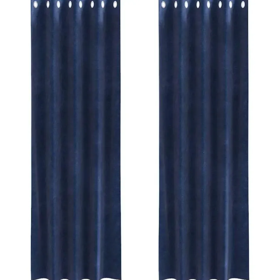 vidaXL Gordijnen met ringen - Donkerblauw - 140x225 cm - Fluweel - 2 Stuks