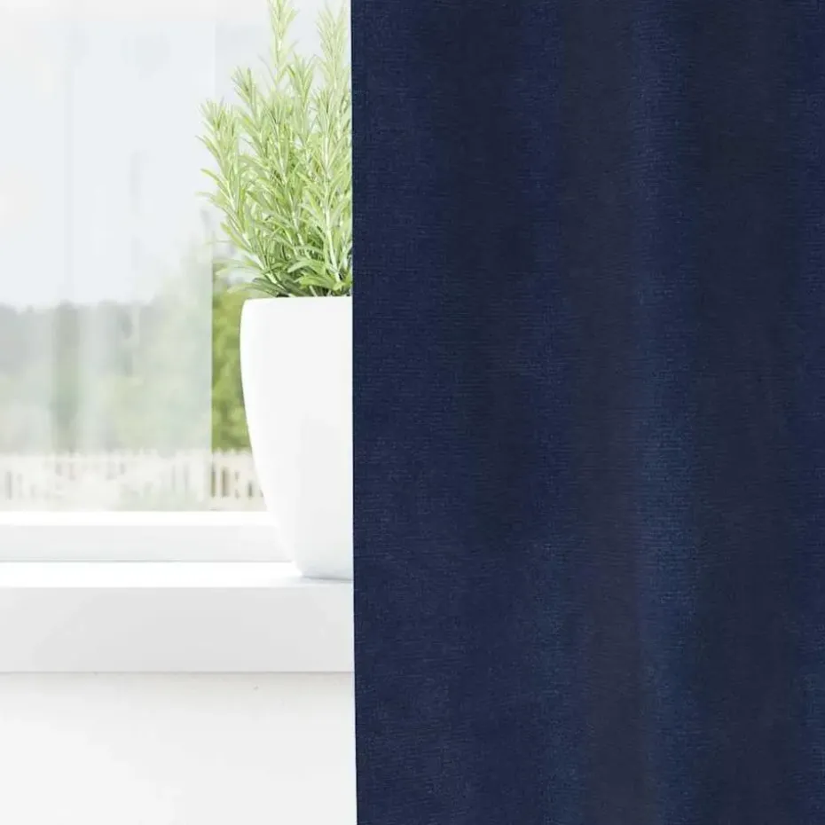 vidaXL Gordijnen met ringen - Donkerblauw - 140x225 cm - Fluweel - 2 Stuks