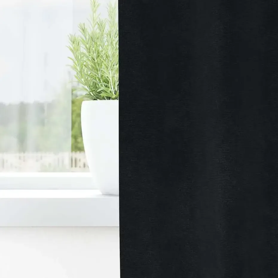 vidaXL Gordijnen met ringen - Verduisterend - Zwart Fluweel - 140x240 cm - 2 St.