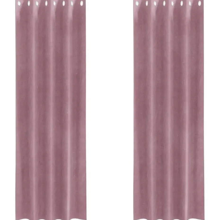 vidaXL Gordijnen met ringen - Donkerroze - 140x245 cm - Fluweel - 2 Stuks