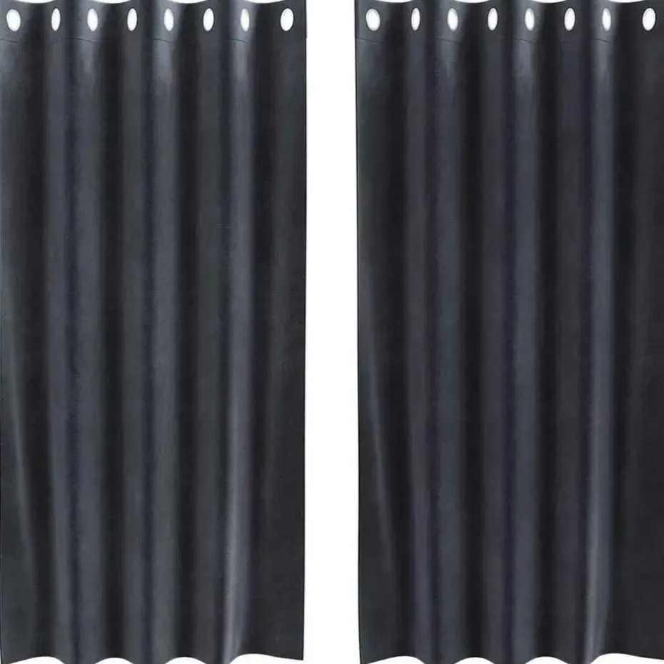 vidaXL Gordijnen met ringen - Donkergrijs - 140x175 cm - Fluweel - 2 Stuks