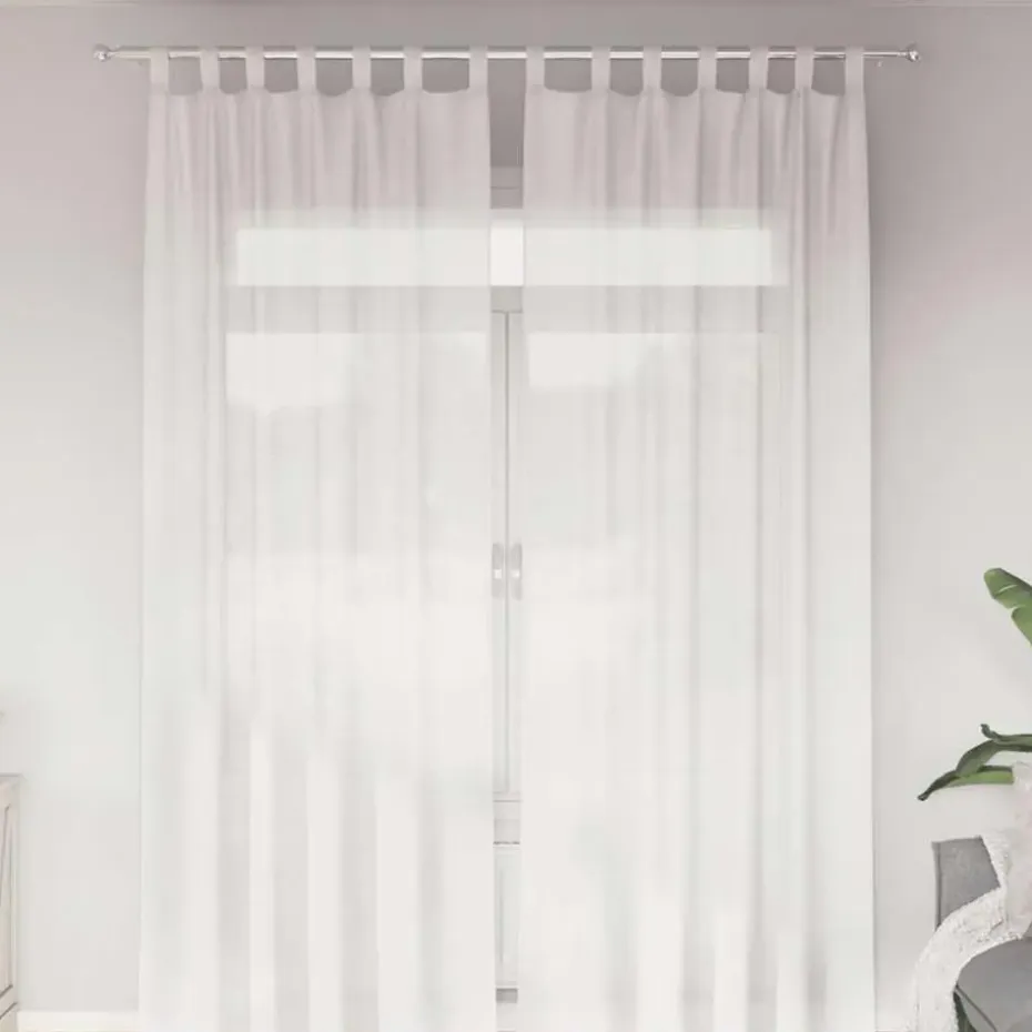 vidaXL Gordijnen van voile met lussen - Wit - 140x260 cm - Stof - 2 Stuks