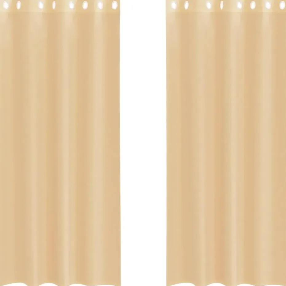 vidaXL Gordijnen van voile met ringen - Zand - 140x245 cm - Stof - 2 Stuks
