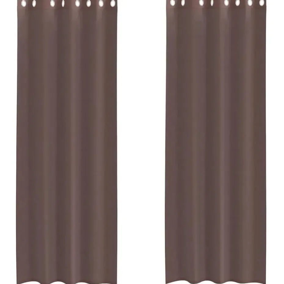vidaXL Gordijnen van voile met ringen - Bruin - 140x260 cm - Stof - 2 Stuks