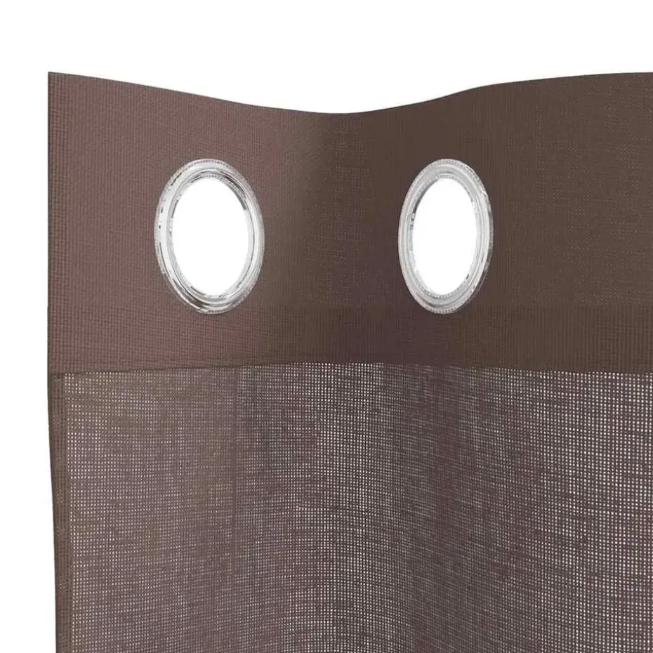 vidaXL Gordijnen van voile met ringen - Bruin - 140x260 cm - Stof - 2 Stuks