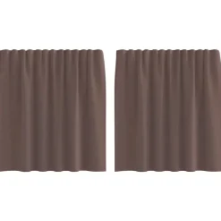 vidaXL Gordijnen van voile met roedezakken - Bruin - 140x140 cm - Stof - 2 Stuks