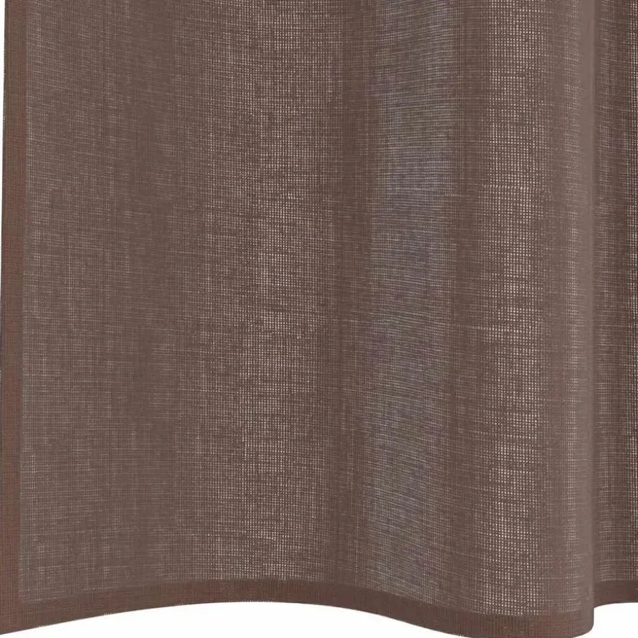 vidaXL Gordijnen van voile met roedezakken - Bruin - 140x140 cm - Stof - 2 Stuks