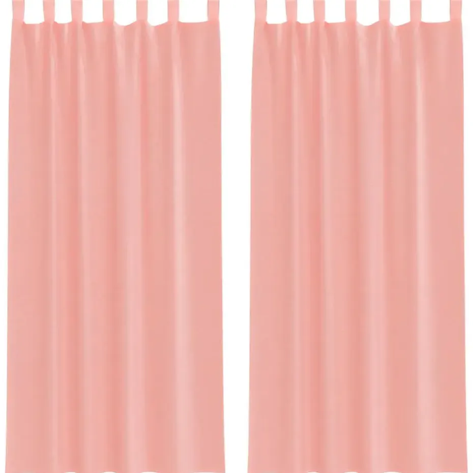 vidaXL Gordijnen van voile met lussen - Roze - 140x245 cm - Stof - 2 Stuks