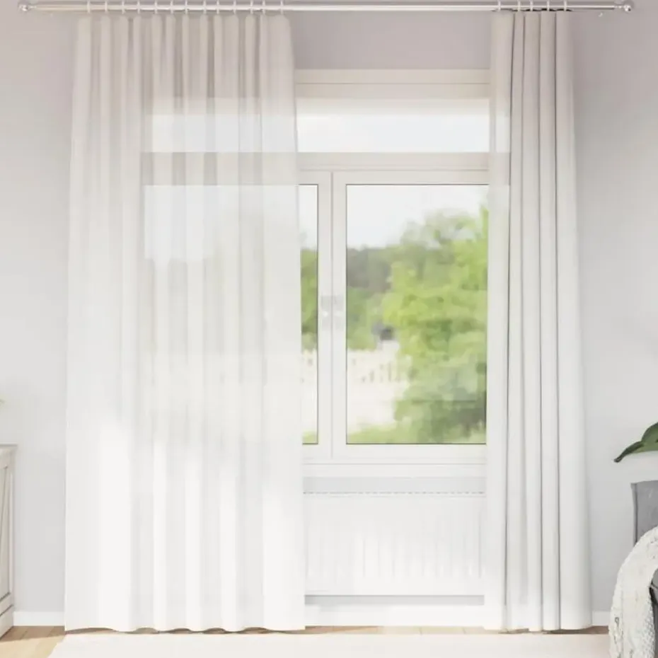 vidaXL Gordijnen van voile met roedezakken - Wit - 140x225 cm - Stof - 2 Stuks