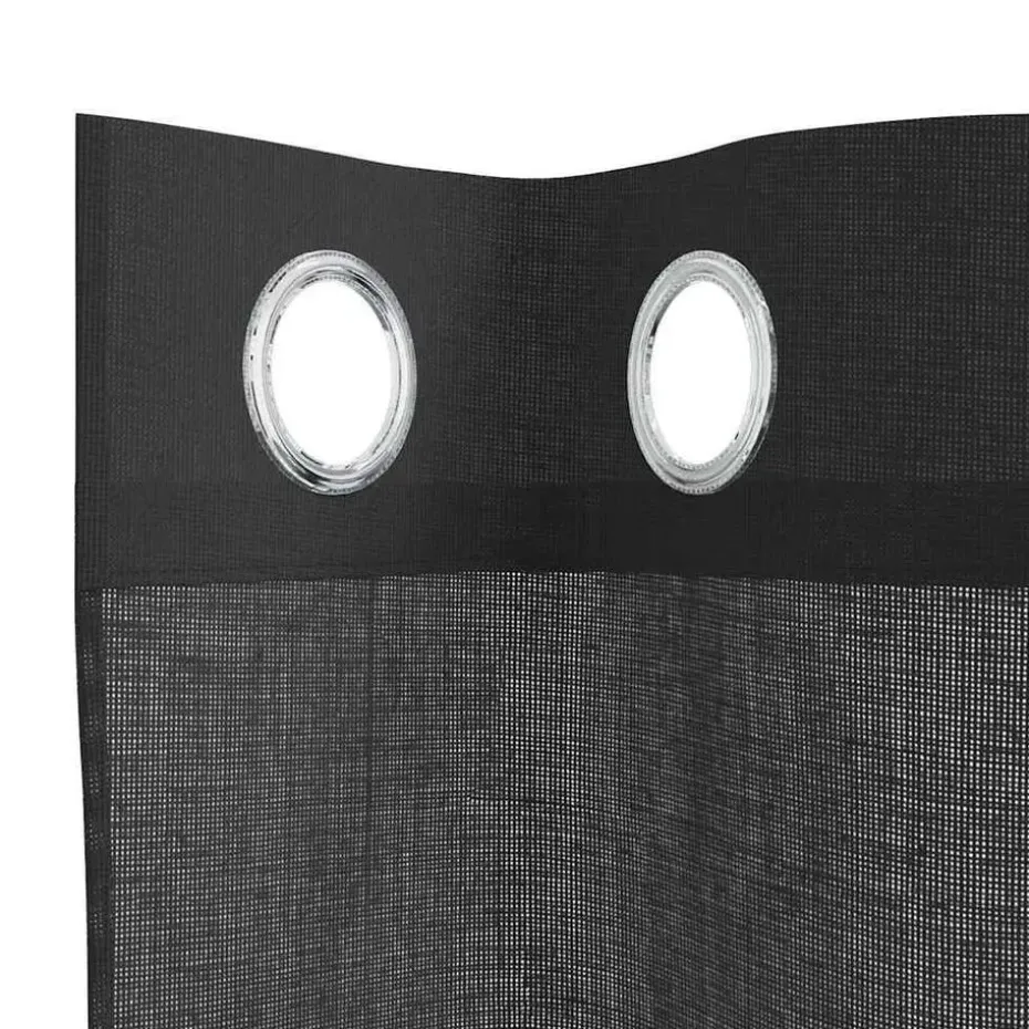 vidaXL Gordijnen van voile met ringen - Zwart - 140x300 cm - Stof - 2 Stuks