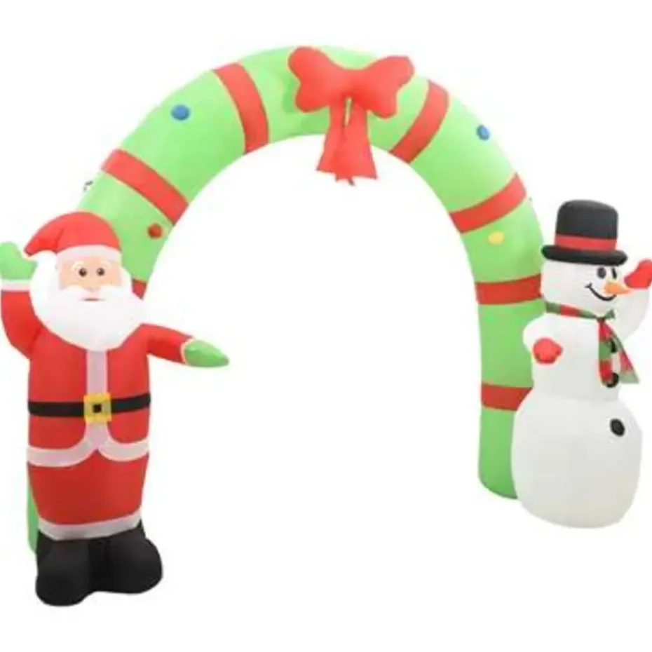 vidaXL Kerstboog kerstman en sneeuwpop opblaasbaar LED 223 cm