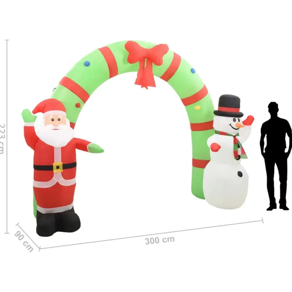 vidaXL Kerstboog kerstman en sneeuwpop opblaasbaar LED 223 cm