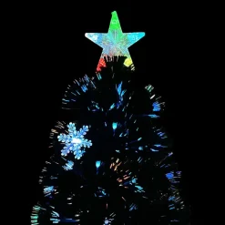 vidaXL Kerstboom met LED-sneeuwvlokken 210 cm glasvezel zwart