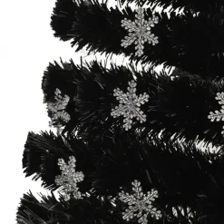 vidaXL Kerstboom met LED-sneeuwvlokken 210 cm glasvezel zwart