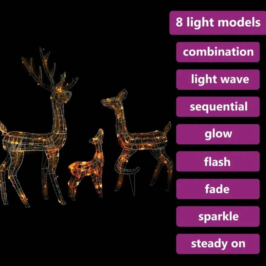 vidaXL Kerstversiering rendierfamilie 300 LED's meerkleurig acryl