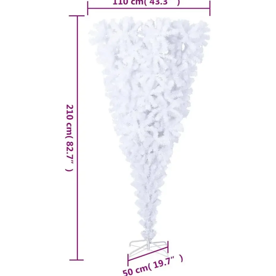 vidaXL Kunstkerstboom met standaard omgekeerd 210 cm wit