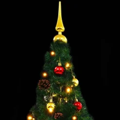 vidaXL Kunstkerstboom met verlichting en kerstballen 180 cm groen
