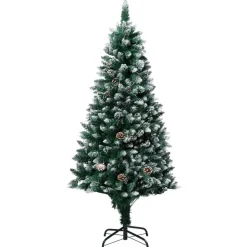 vidaXL Kunstkerstboom met dennenappels en witte sneeuw 150 cm