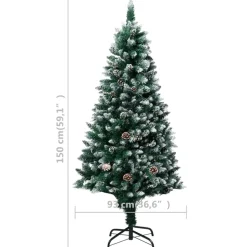 vidaXL Kunstkerstboom met dennenappels en witte sneeuw 150 cm