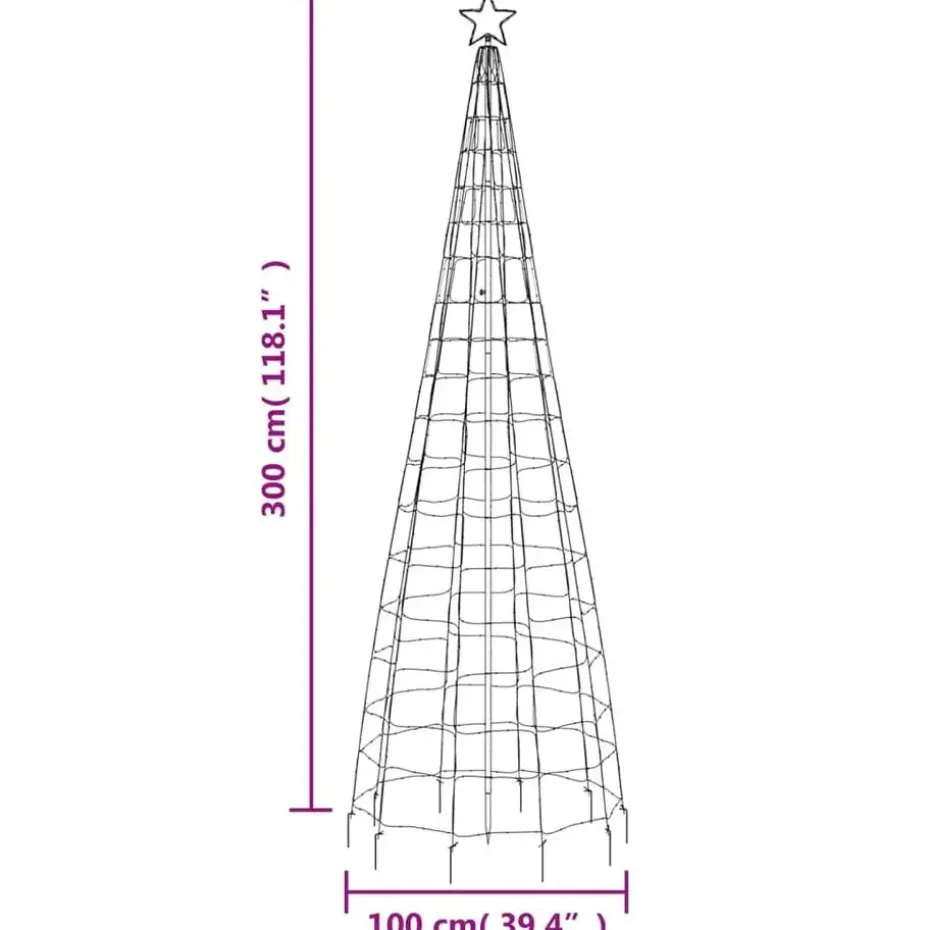 vidaXL LED-kerstboom met spikes 570 LEDs koud wit 300 cm