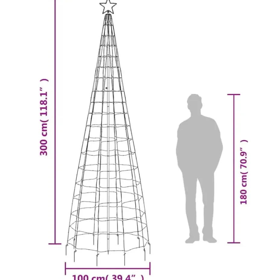 vidaXL LED-kerstboom met spikes 570 LEDs koud wit 300 cm