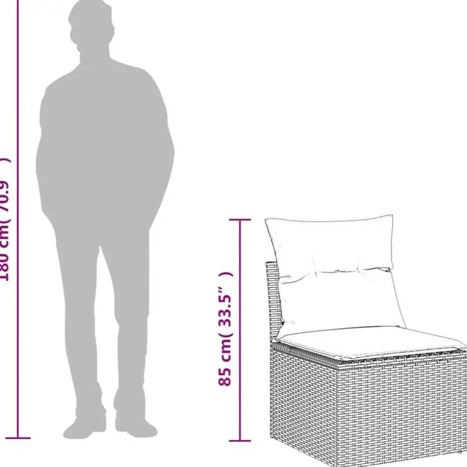 vidaXL Loungebank 2 zits met crème kussens en salontafel - Zwart 110x62x69 cm