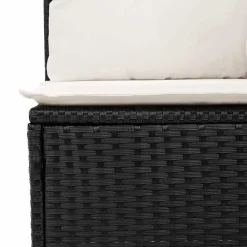 vidaXL Loungebank 2 zits met crème kussens poly rattan - Zwart 110x62x69 cm